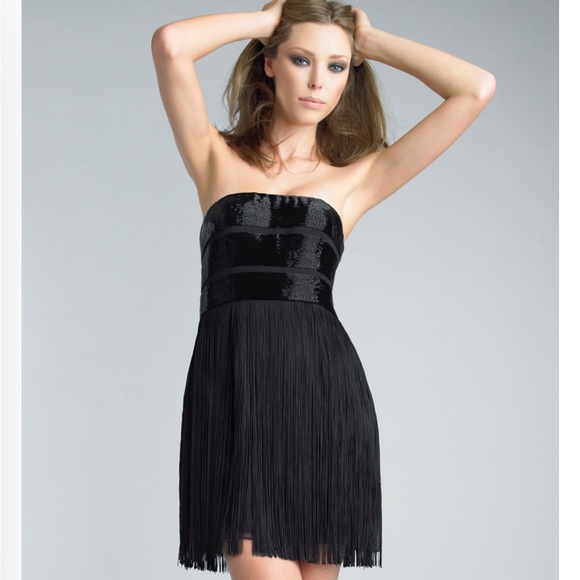 Basix Black Label Black Beaded Dress with Fringe đź–¤ - Picture 2 of 7